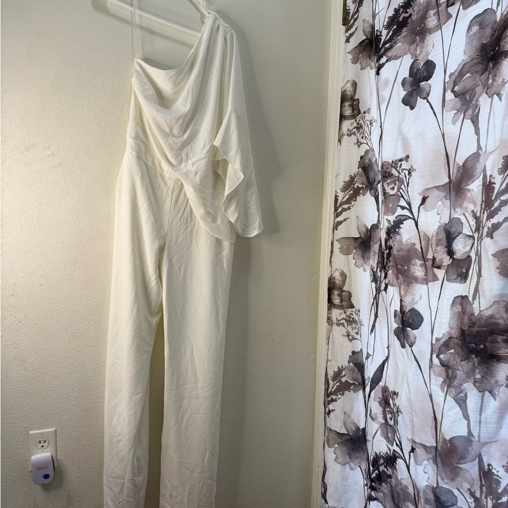 Halston Heritage White Jumpsuit Flowing Silhouette